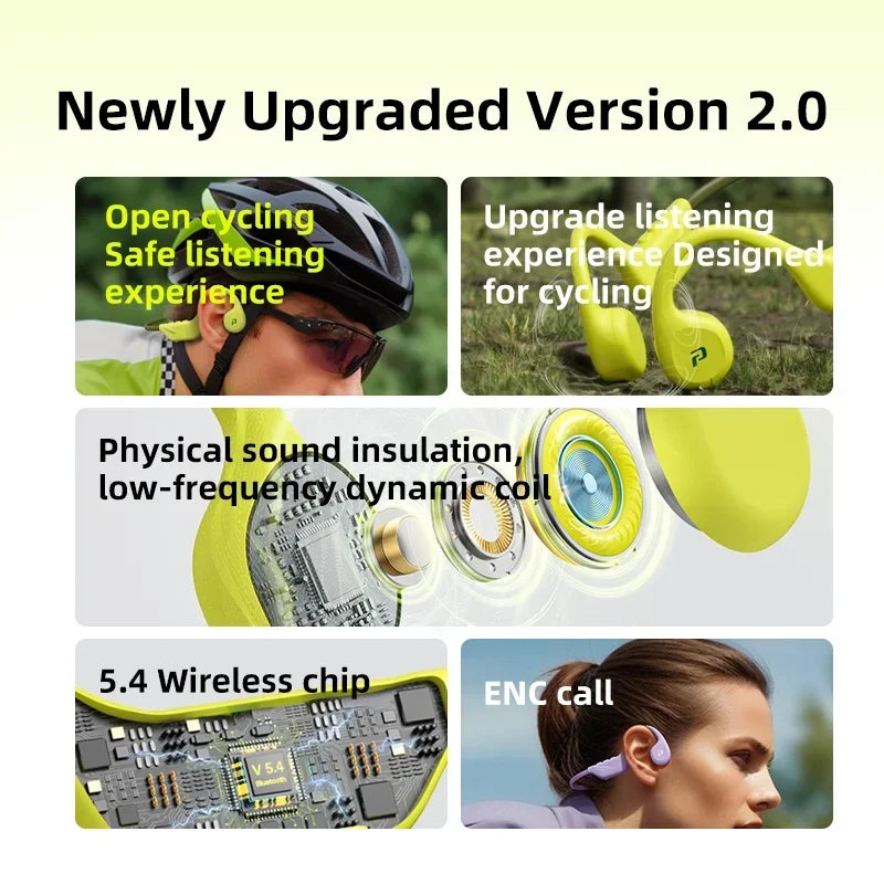 POLVCDG X1 Bone Conduction Cycling Earphones 32GB Memory Bluetooth 5.4 Open Running Headset Sports Technology 2025 Model