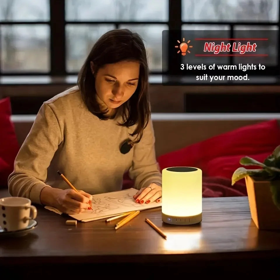 2026 Bedside Table Lamp Wireless Bluetooth with Speaker Touch Light Colorful LED Night Dimming Atmosphere Table Lamp for Kid Gift