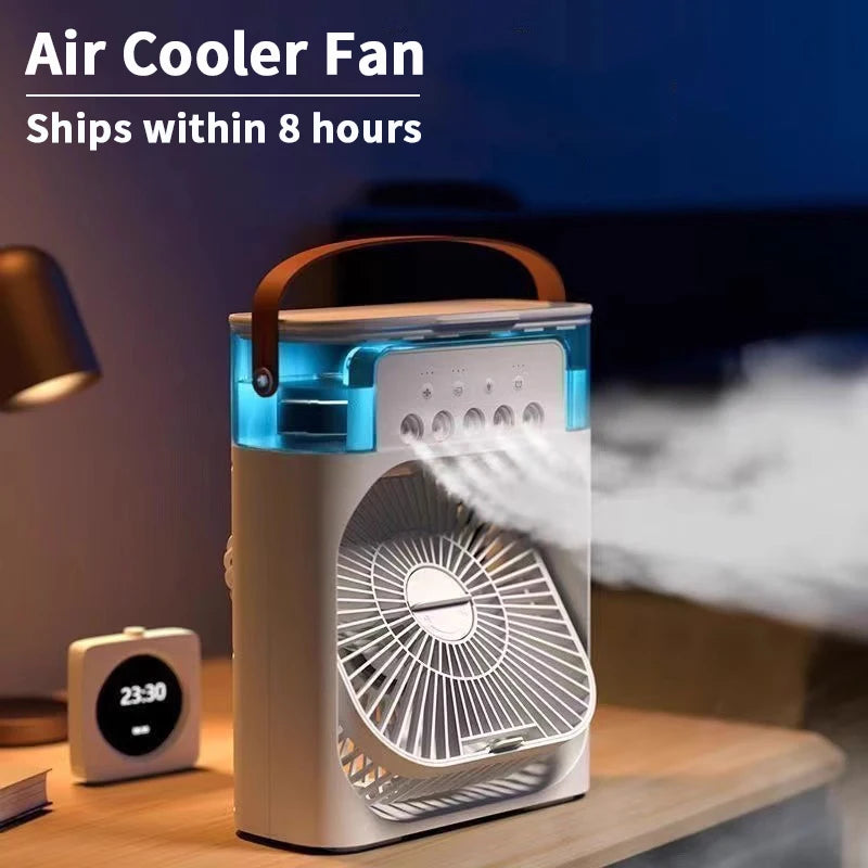 3 In 1 New Fan Air Conditioner Household Small Air Cooler LED Night Light Portable Humidifier Air Adjustment Fan Office Home Fan