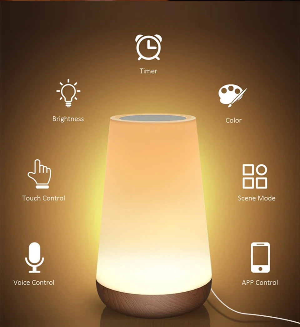 Tuya WiFi Smart Table Lamp Dimmable App Voice Control Desk Lamp RGB Touch Lamps Bedroom Night Light Work with Alexa Google Home