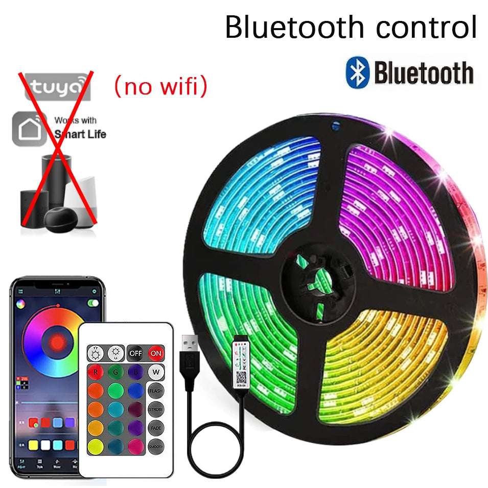 WiFi LED Strip Light Tuya Smart Life Flexible Light Lamp USB Desktop Screen TV BackLight Diode Tape Support Alexa Google