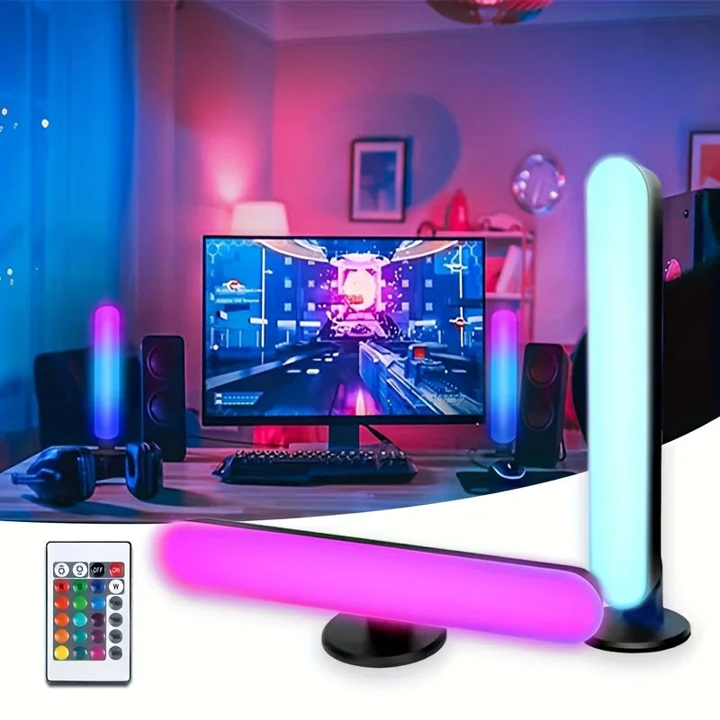 1/2pc LED Desktop Smart RGB Light Bars with Remote 16colors USB Plug Night Light for Gaming Desk Office Party TV Background Gift