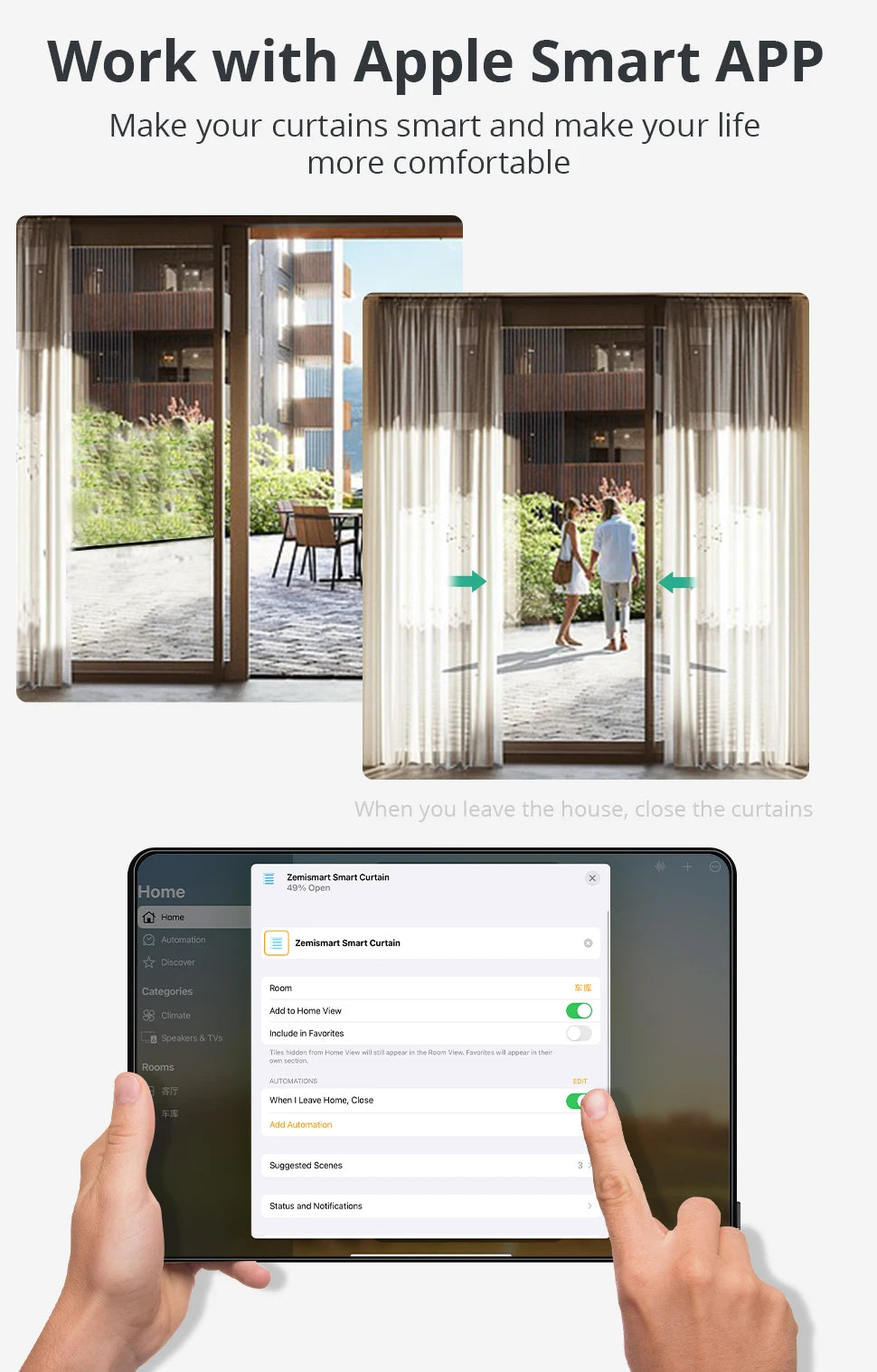 Zemismart Matter Over Thread Smart Curtain Motor Google Home App Samrtthings App Control Automatic Curtain System