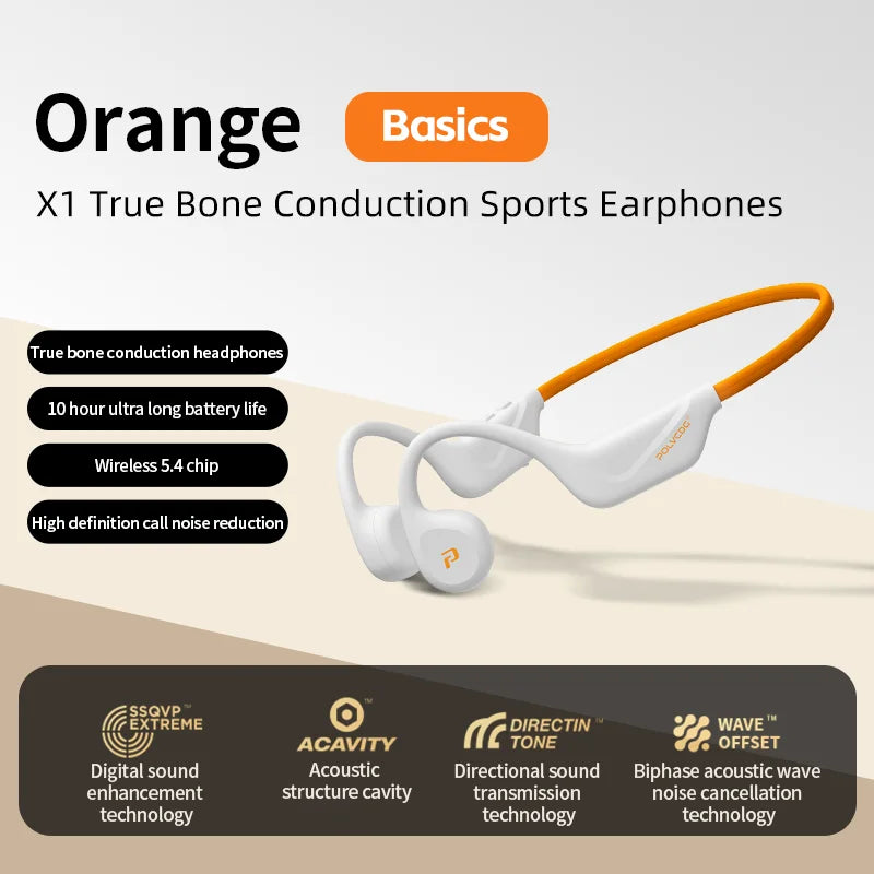 POLVCDG X1 Bone Conduction Cycling Earphones 32GB Memory Bluetooth 5.4 Open Running Headset Sports Technology 2025 Model