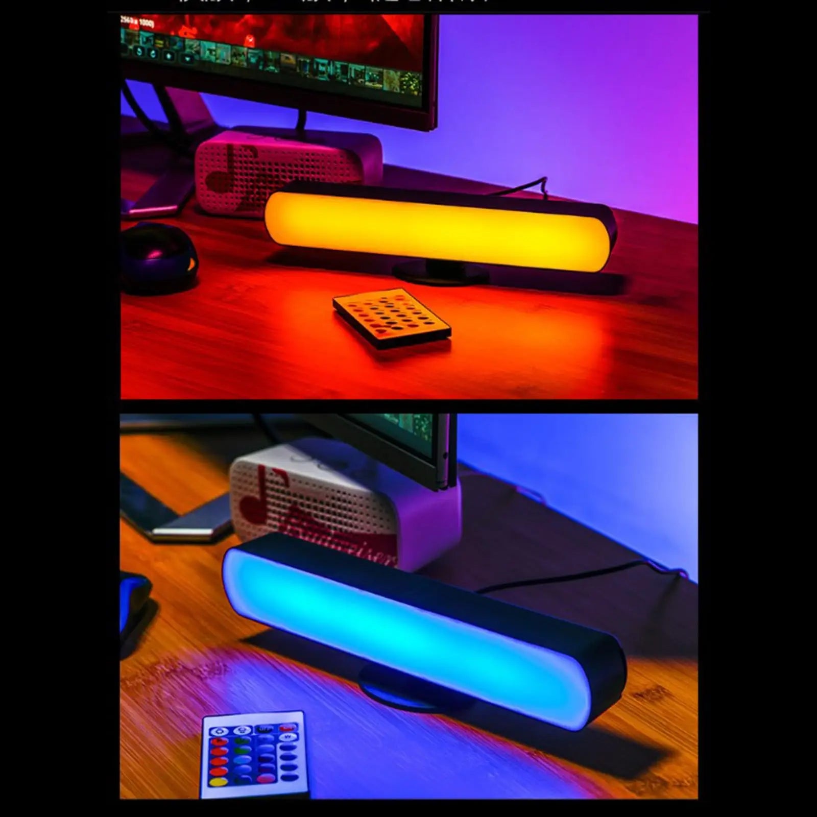 1/2pc LED Desktop Smart RGB Light Bars with Remote 16colors USB Plug Night Light for Gaming Desk Office Party TV Background Gift