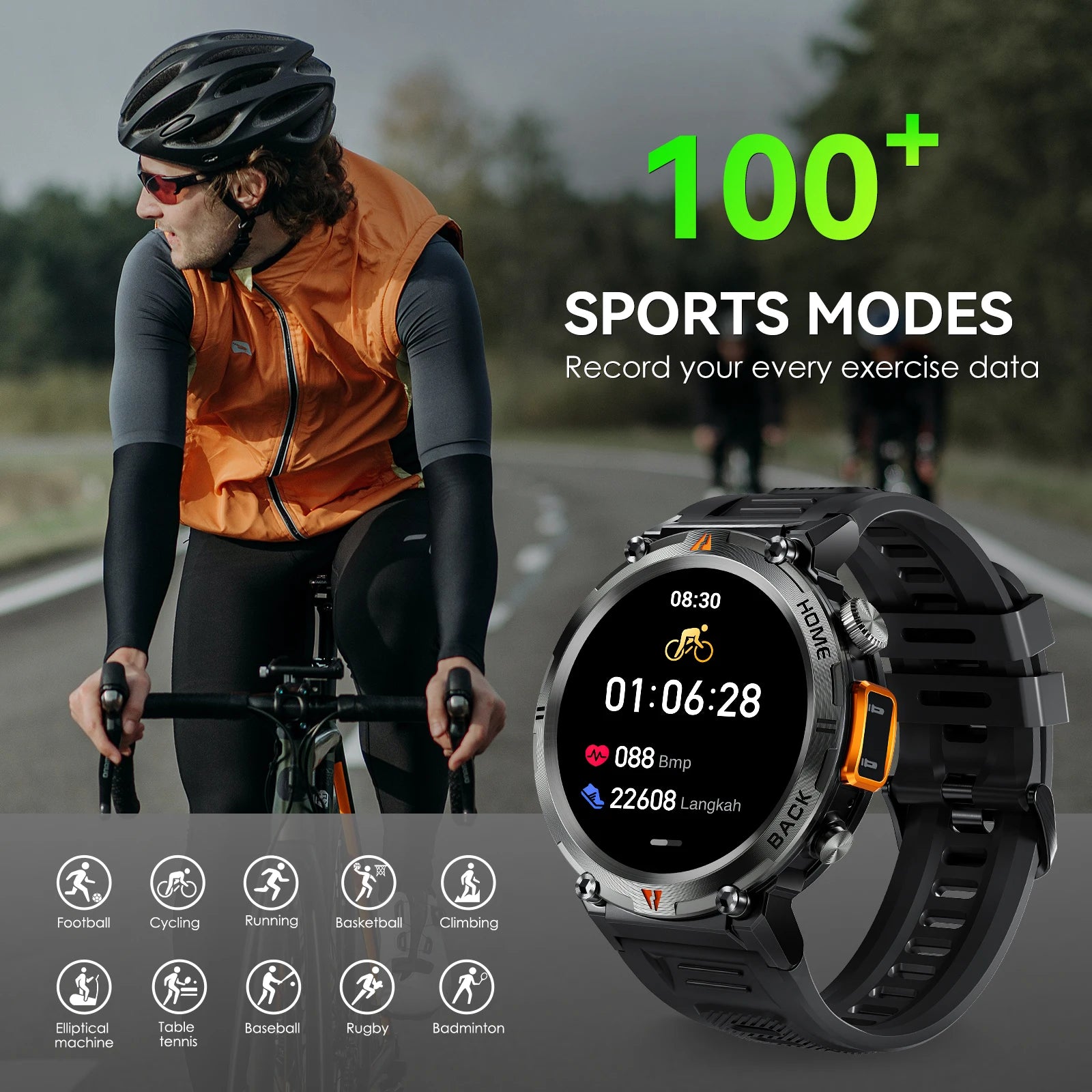 EIGIIS KE3 Original Smart Watch for Men 1.45 Inches HD Sports Fitness Tracker Watch with Heart Rate Blood Pressure Sleep Monitor