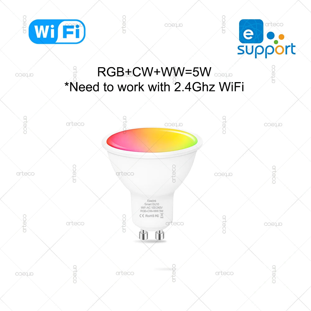 EWelink E27 E14 GU10 Smart Bulb WiFi Zigbee,Dimmable Led Light Bulb RGB CW Lamp Works With Alexa Amazon Google Home Yandex Alice