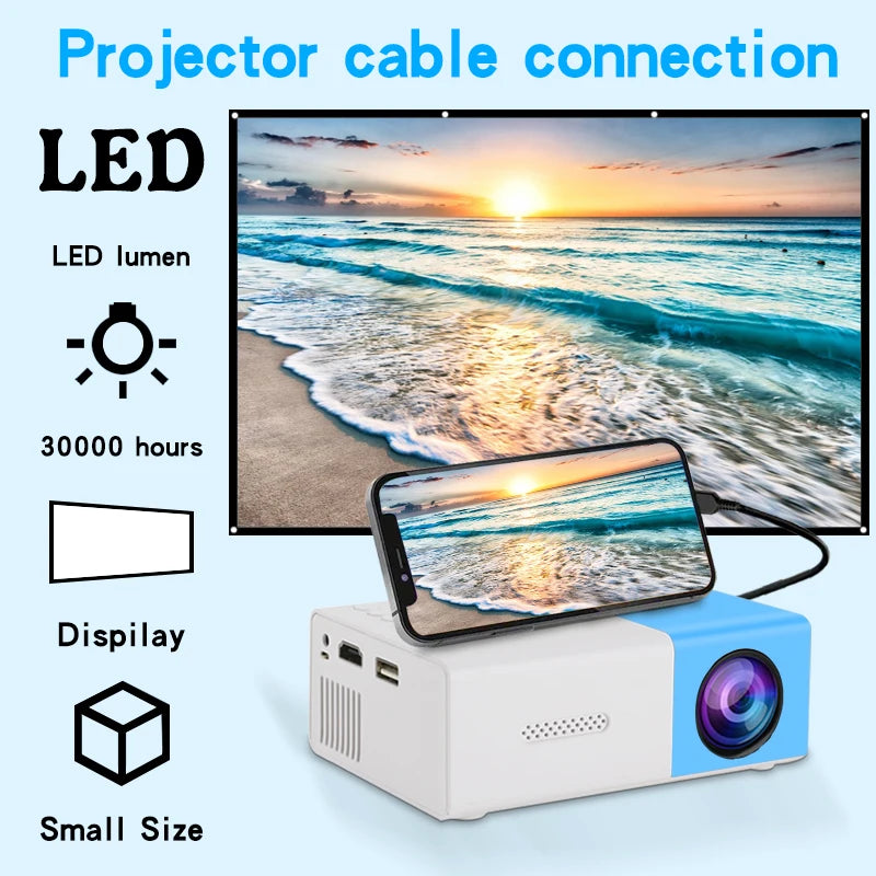 Ultra high definition projector for home bedroom wall projection, home cinema with mobile phone screen projection, TV office