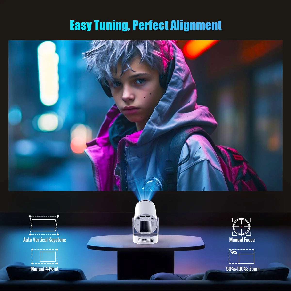 Magcubic HY300 Pro + Projector 4K 720P With 5W Speaker Android 11 8000 Lumens WiFi 6 BT5.4 Outdoor Video Home Theater Projector