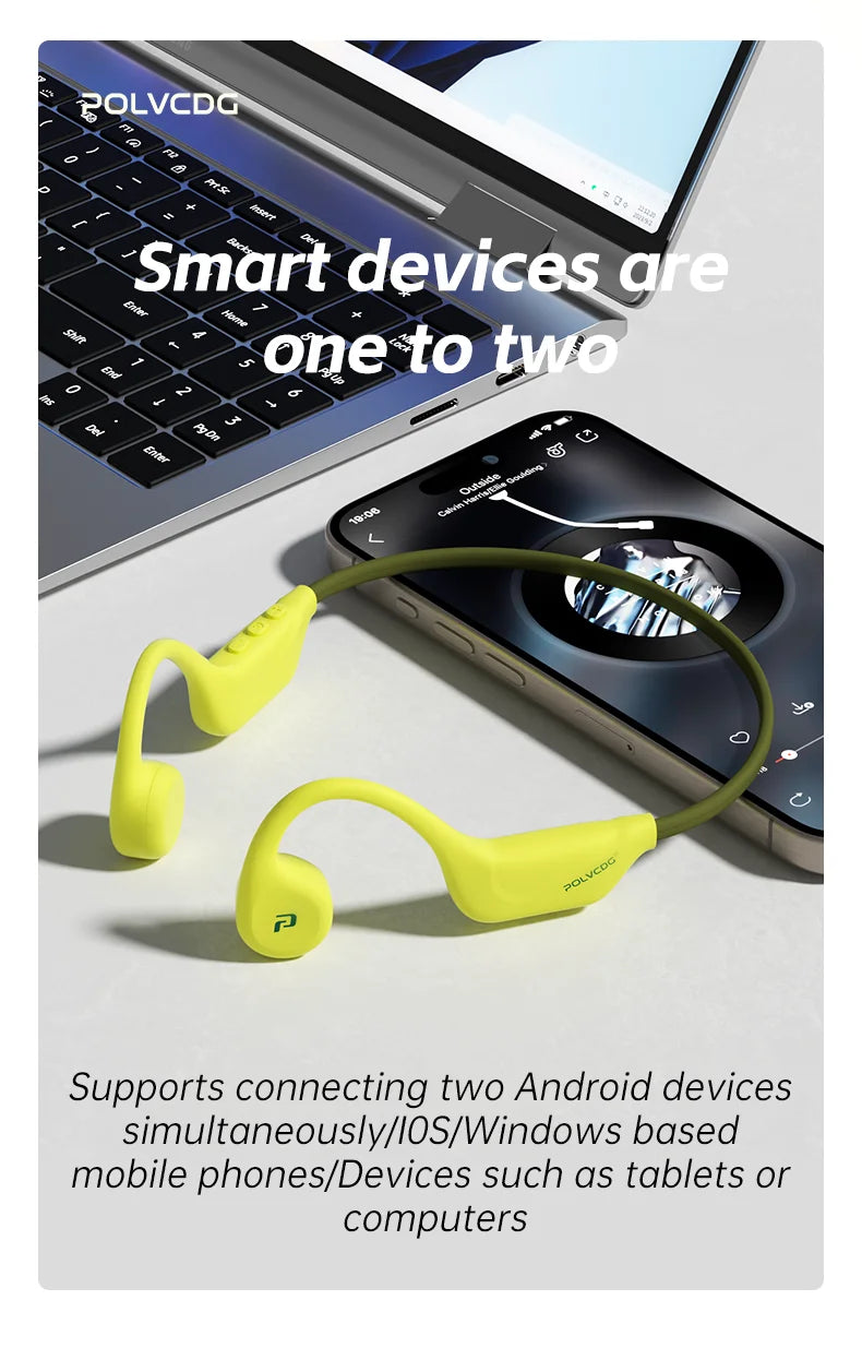 POLVCDG X1 Bone Conduction Cycling Earphones 32GB Memory Bluetooth 5.4 Open Running Headset Sports Technology 2025 Model