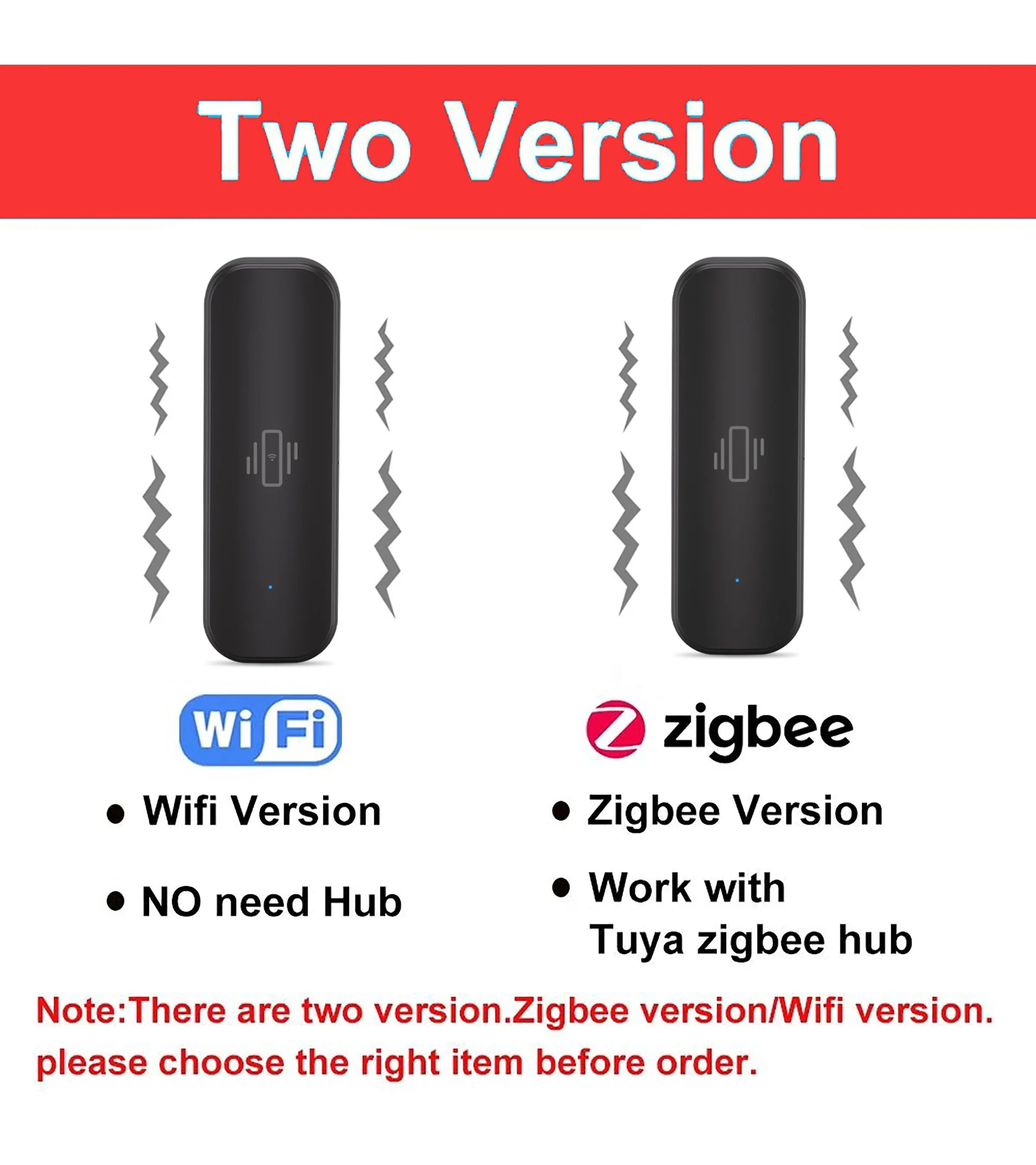 WiFi or Zigbee Vibration Sensor Home Security Protection Tuya Smart Life App Real-time Remote Shock Alarm with Black Color