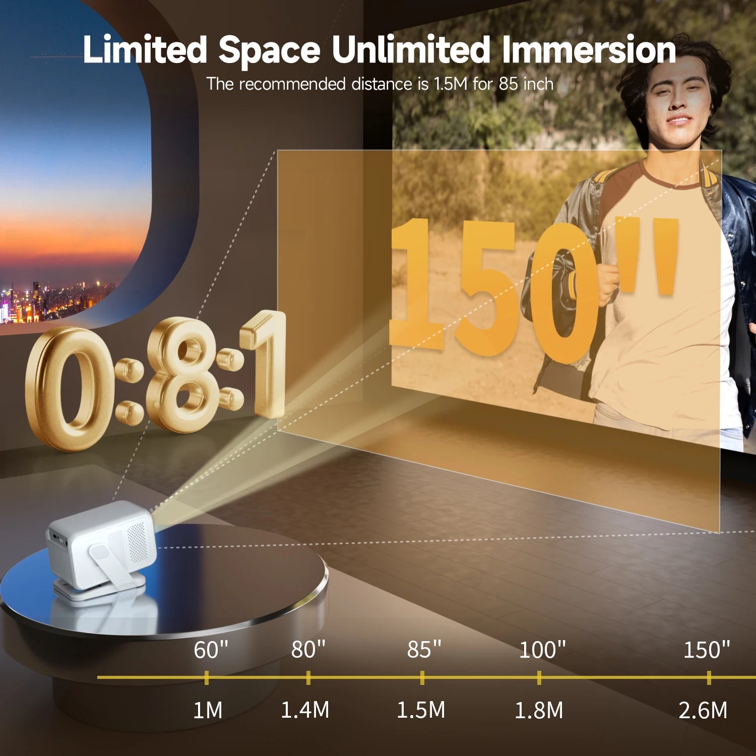 Magcubic Auto Focus 4K HD 1920*1080P 420ANSI Portable Projector Android 11 BT5.4 Built 5W HiFi Speaker For Home Theater HY310 X