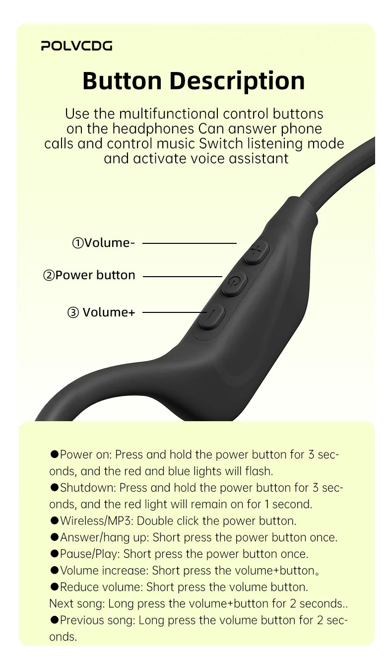 POLVCDG X1 Bone Conduction Cycling Earphones 32GB Memory Bluetooth 5.4 Open Running Headset Sports Technology 2025 Model