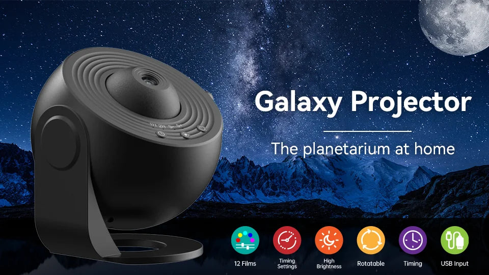 Hot Selling Starry Sky Planetarium Lamp 360° Rotate Galaxy Night Light Projector for Kids Room Valentine’s Gift Bedroom Decor