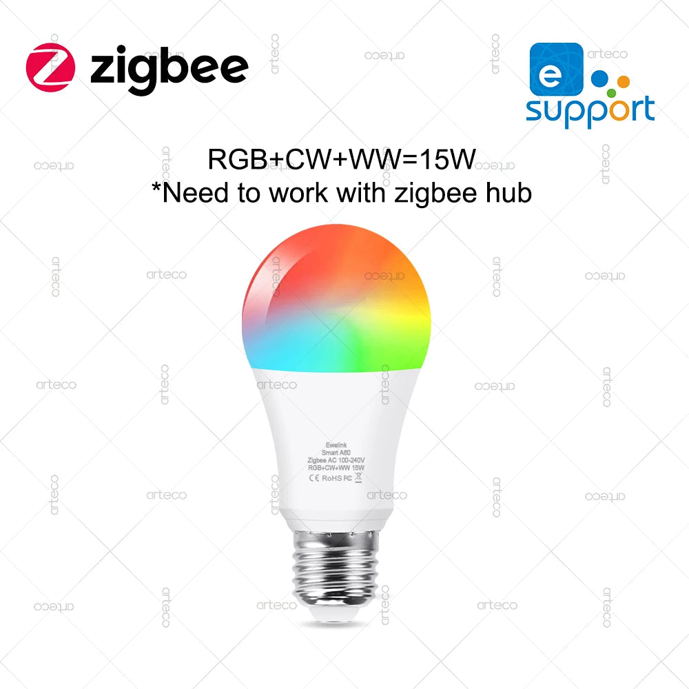 EWelink E27 E14 GU10 Smart Bulb WiFi Zigbee,Dimmable Led Light Bulb RGB CW Lamp Works With Alexa Amazon Google Home Yandex Alice