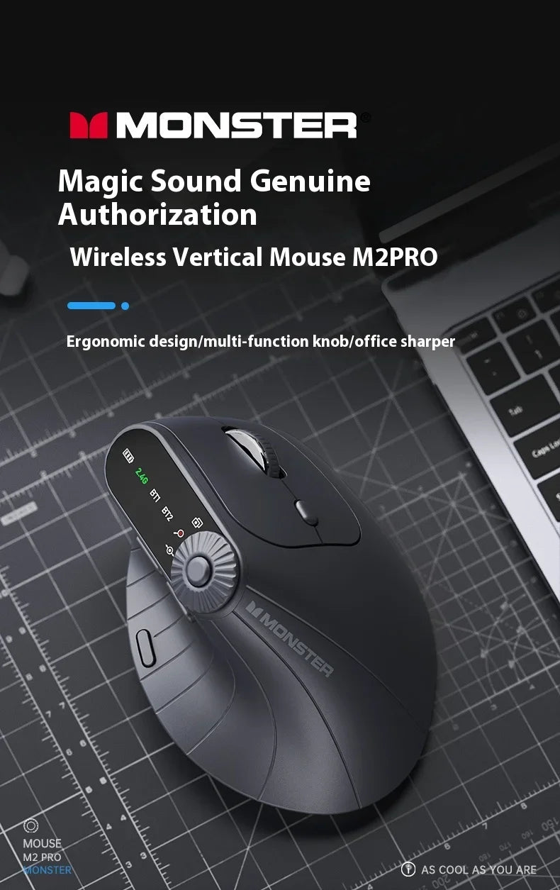 Monster M2 PRO MAX Gaming Mouse Rechargeable Dual Mode DPI Lightweight Custom & Comfortable Ergonomic Vertical Wireless Mouse