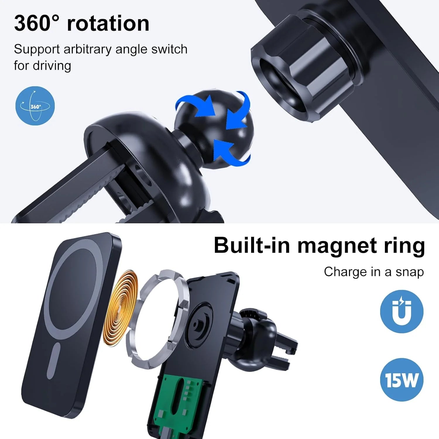 Magnetic Wireless Car Charger Air Outlet Phone Holder for iPhone17  16 15 14 13 12 Pro Max Fast Wireless Car Charging Station