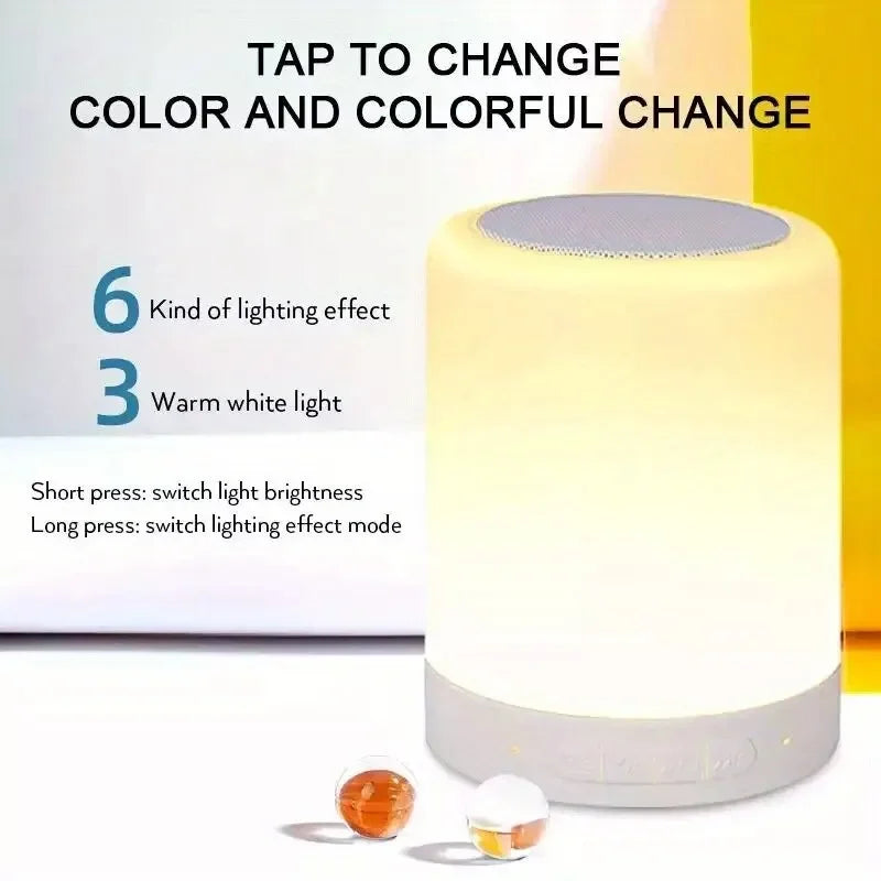 2026 Bedside Table Lamp Wireless Bluetooth with Speaker Touch Light Colorful LED Night Dimming Atmosphere Table Lamp for Kid Gift