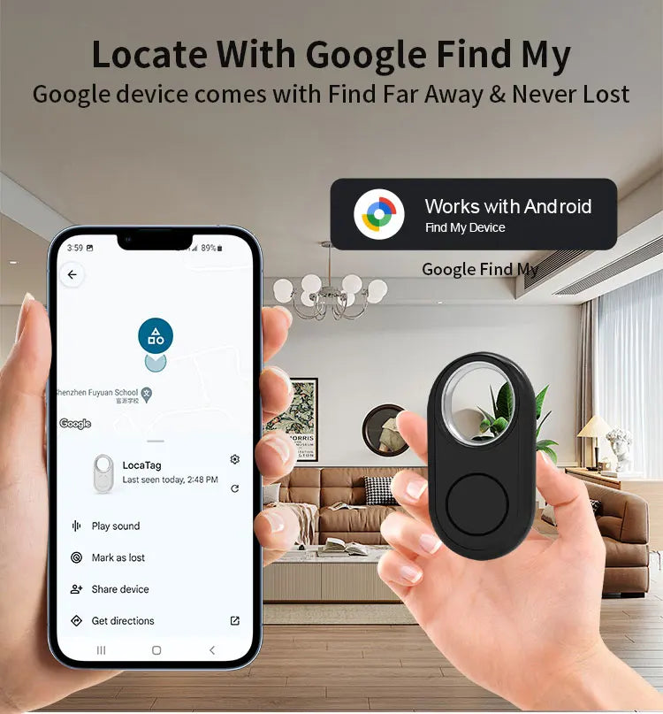 GPS Tracker for Samsung Xiaomi Android Work with Google Find Hub Bluetooth Locator Finder Global Positioning Anti-lost Smart Tag