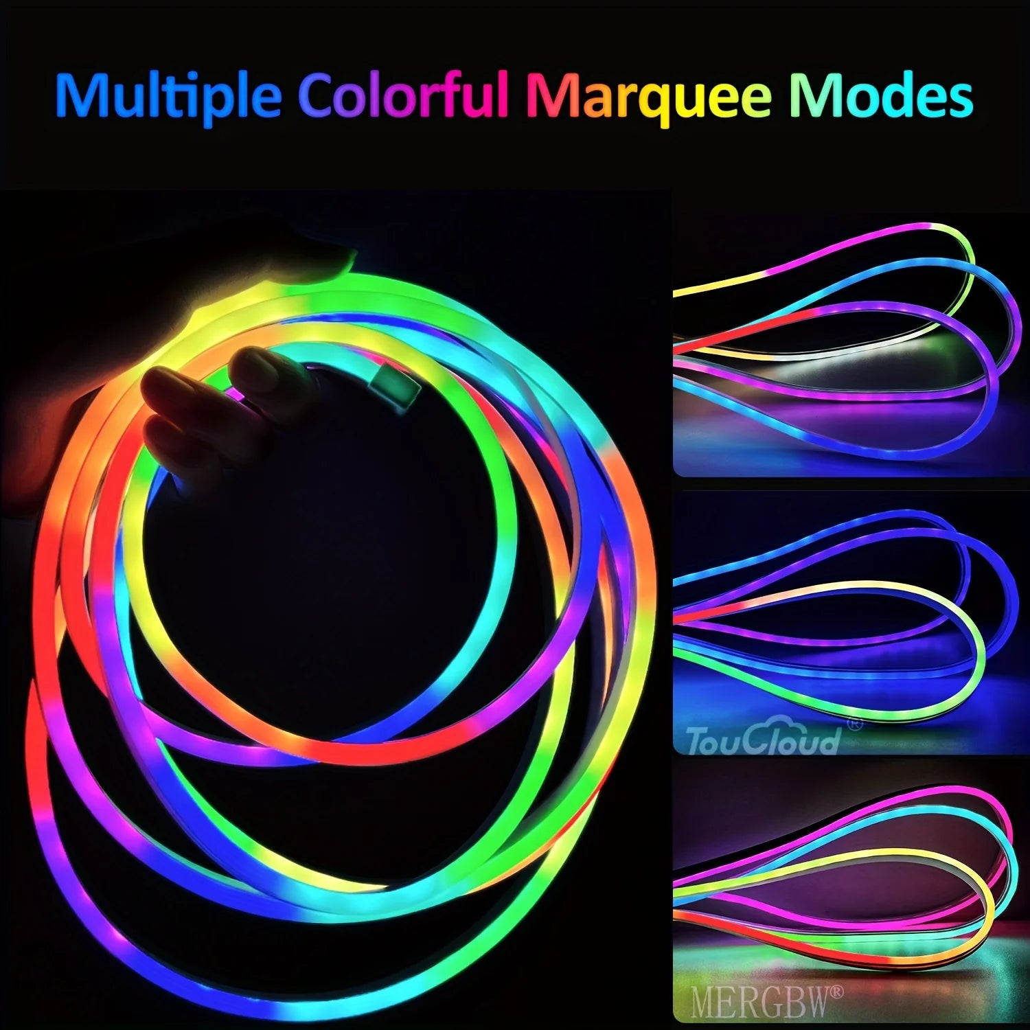 5V USB RGBIC Neon LED Strip Lights with Bluetooth APP Control Music Sync Waterproof Flexible Tape for Gaming Room Party Decor
