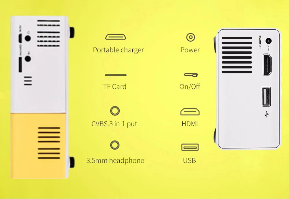 YG300 Mini Projector LED Yg300 Upgraded Version 1000 Lumen 320x240P HDMI-compatible USB Audio Home Media Player Beamer