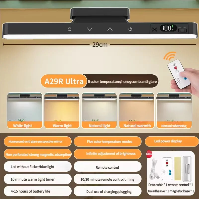 Touch Table Lamp Magnetic Desk Lamp Bulit-in Rechargeable Battery for Reading Cabinet Mirror Bedside Rechargeable Night Lights