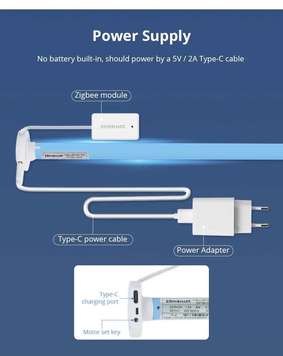 Zemismart Zigbee Roller Shade Blinds Motor for 17 25 28mm Tube Smart Electric Curtain Engine Works with Tuya Alexa Google Home