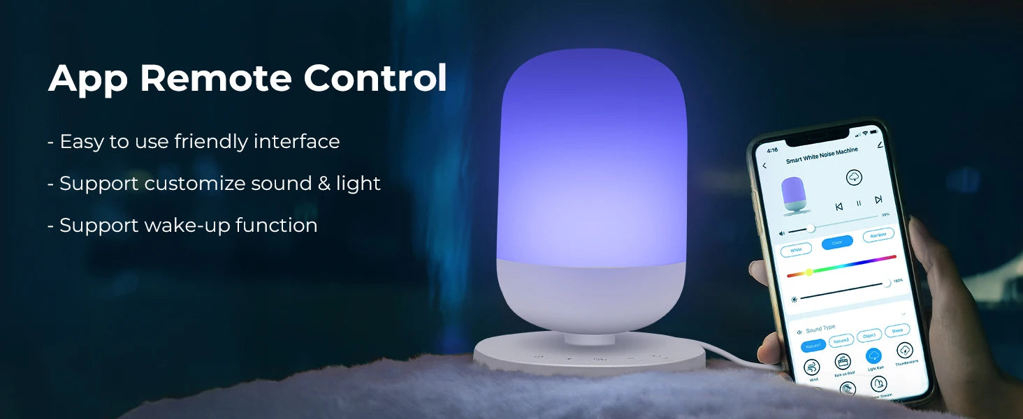 Tuya App Smart White Noise Machine Baby Sleep Sound Machine Colorful Night Lights 34 Soothing Sounds Supports APP Remote Control