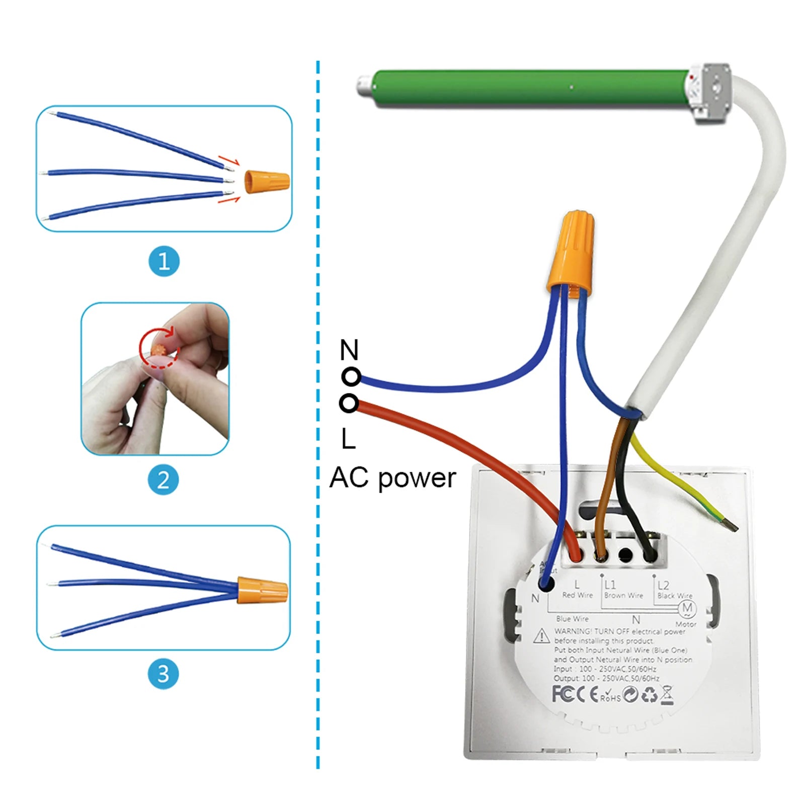 LoraTap Curtain Roller Shutter WiFi Blinds Switch Backlight Tubular Motor Tuya Smart Life App Google Home Alexa Echo