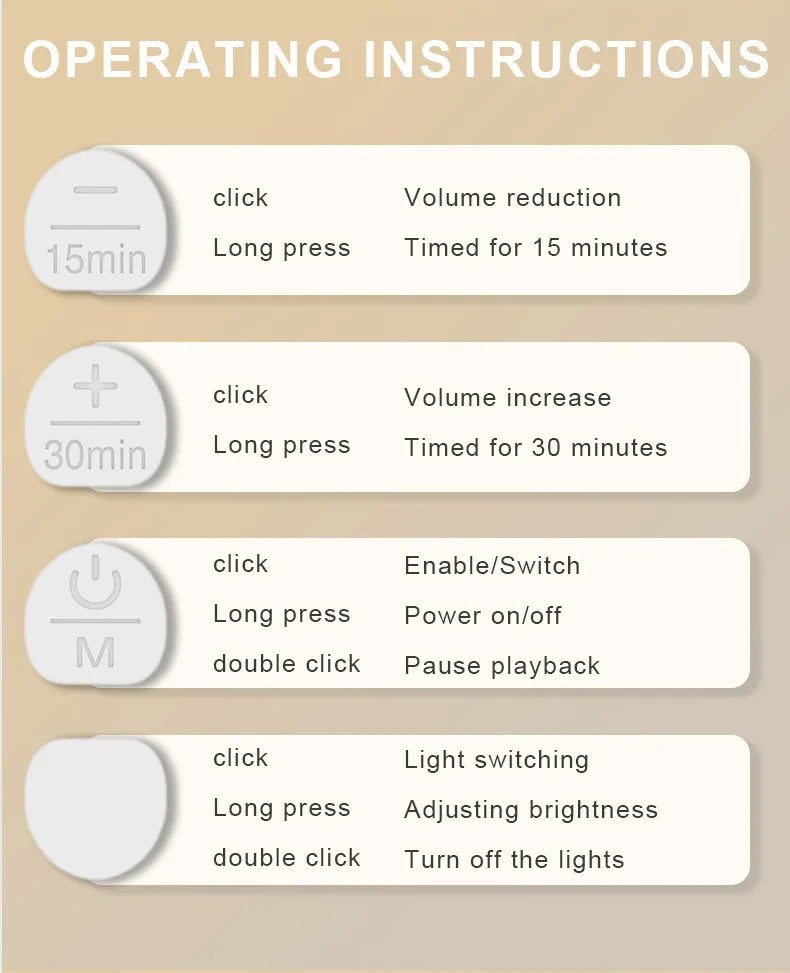 RGB Sleep White Noise Machine with Soothing Sound Touchable Rechargeable LED Night Light Relaxing Audio & Sleep Lamp for Baby