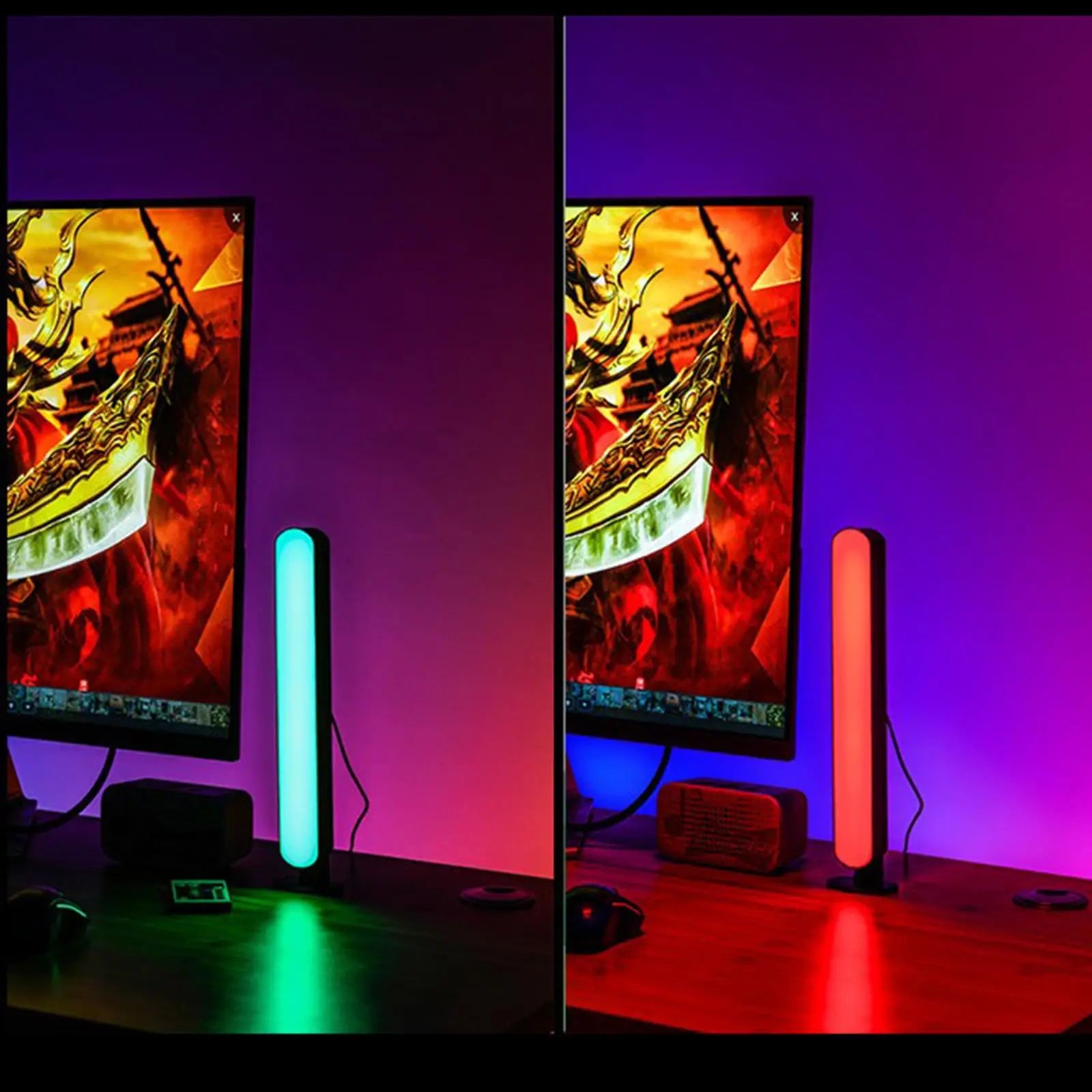 1/2pc LED Desktop Smart RGB Light Bars with Remote 16colors USB Plug Night Light for Gaming Desk Office Party TV Background Gift