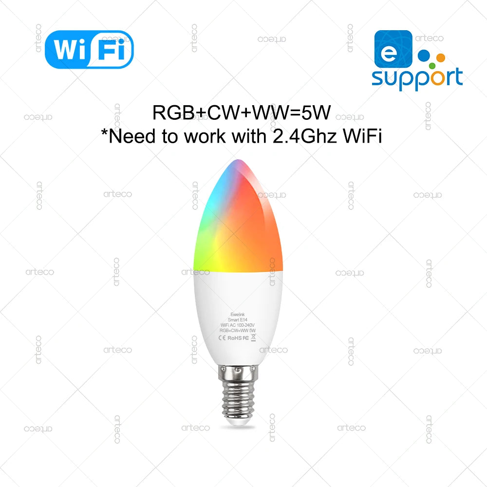 EWelink E27 E14 GU10 Smart Bulb WiFi Zigbee,Dimmable Led Light Bulb RGB CW Lamp Works With Alexa Amazon Google Home Yandex Alice
