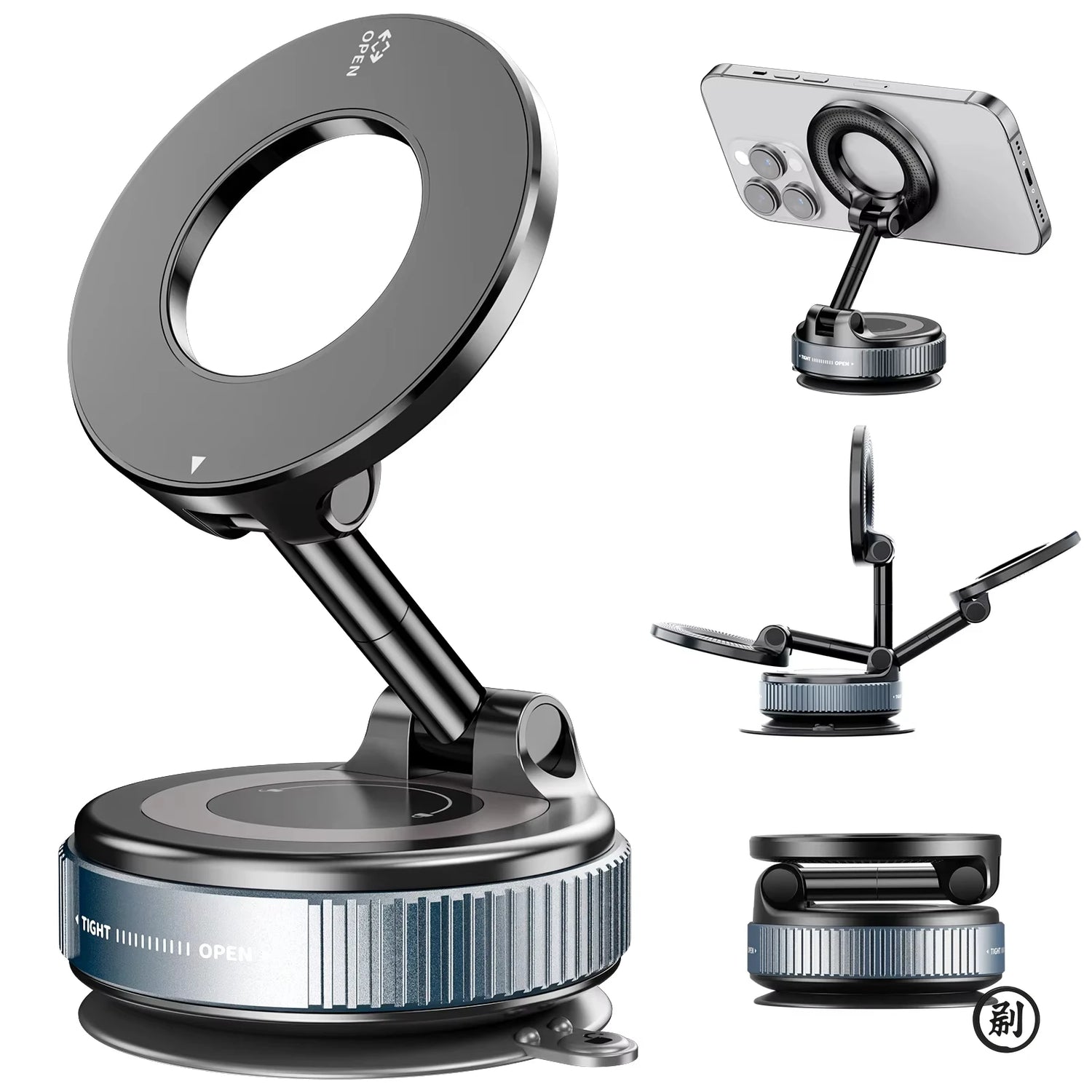 Car Phone Magnetic Stand Mechanical Vacuum Suction Cup Rotate 360° Magnetic Adsorption Bracket Navigation Universal Holder