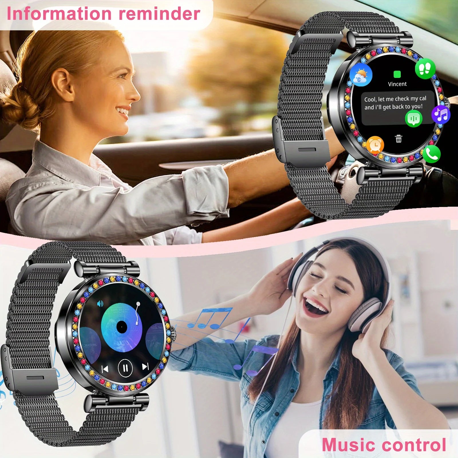 Woman Smart Watch,call Notification and Rejection,  Pedometers, Music Playback, for Women Gift