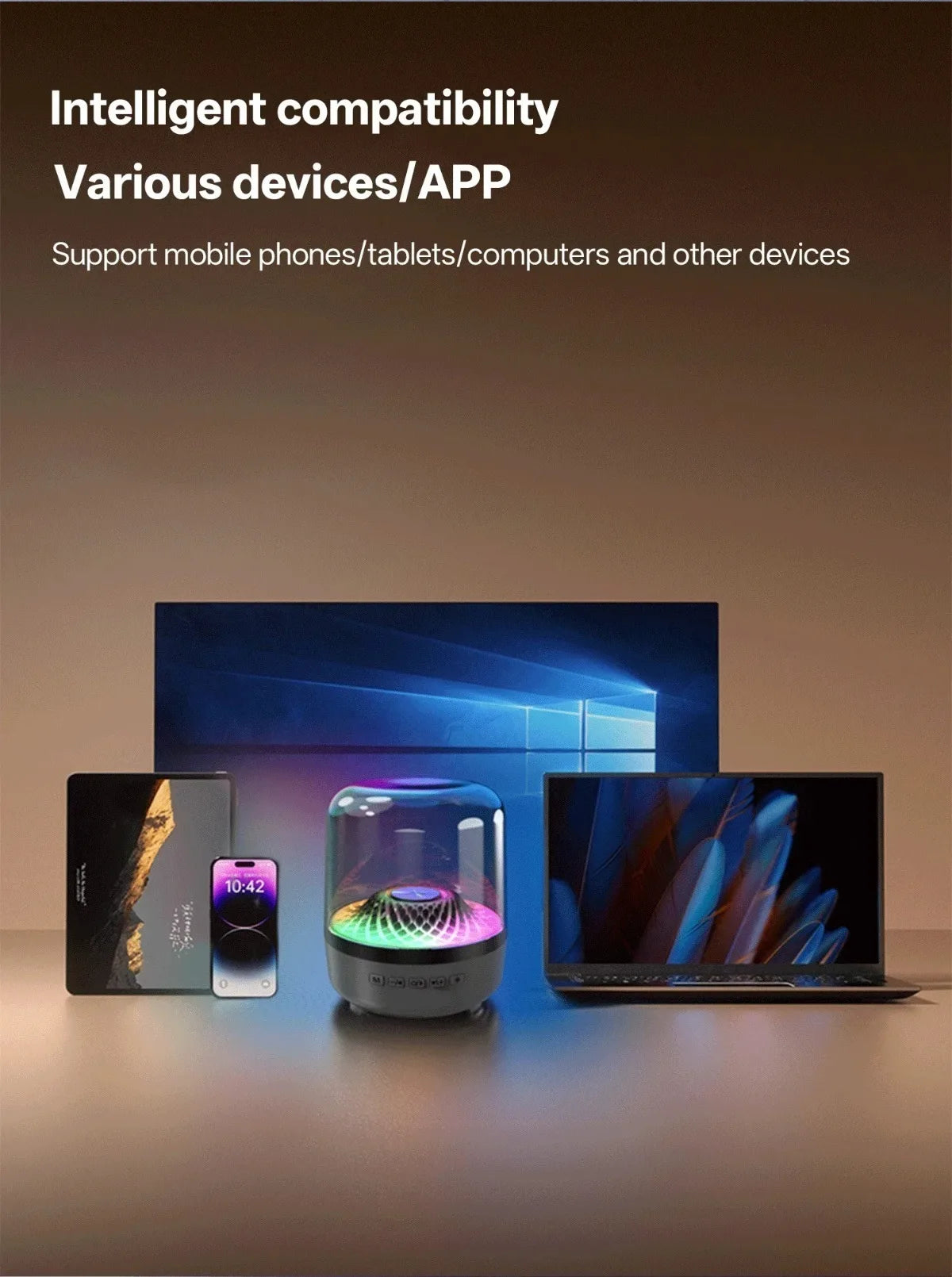 Portable Wireless Soundbar Bluetooth 5.3 Home Theater Speaker Subwoofer Hi-Fi Acoustic Breathing Lamp for Android IOS