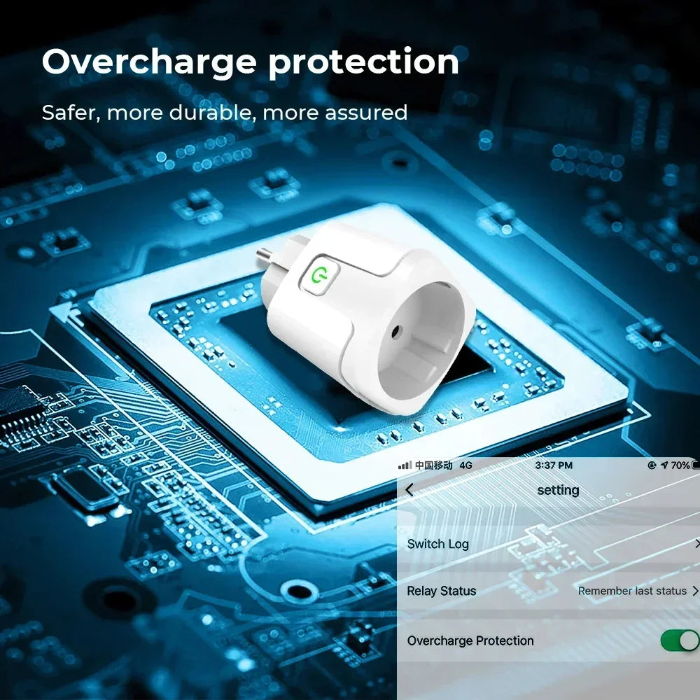 1PCS Zigbee 3.0 WiFi Smart Plug EU Socket Timer Adaptor Outlet 16A/20A Power Monitor APP Voice Control Tuya Alexa Google Alice