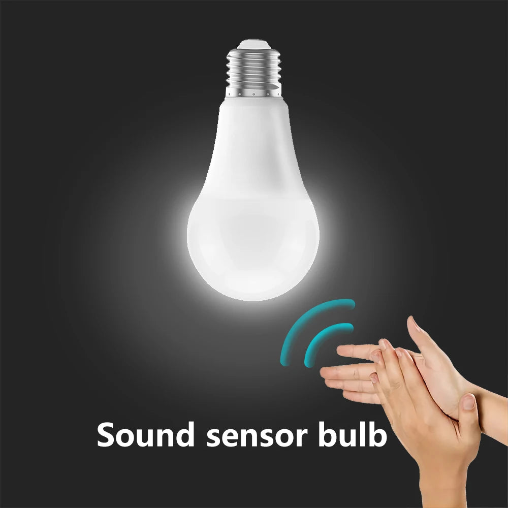 Sound Sensor LED Bulb Voice Light Control Garage Lamp E27 AC220V Cold White 6500K For Stair Pathway Warehouse Graden