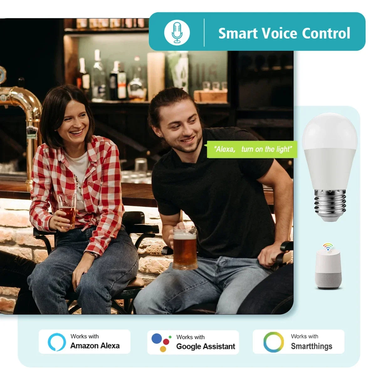 Dimmable Tuya Rgb Smart Bulb Gu10 C37 A60 T37 E14 E27 B22 Light Wifi Led Magic Lamp AC85V-265V Work With Alexa Google Home