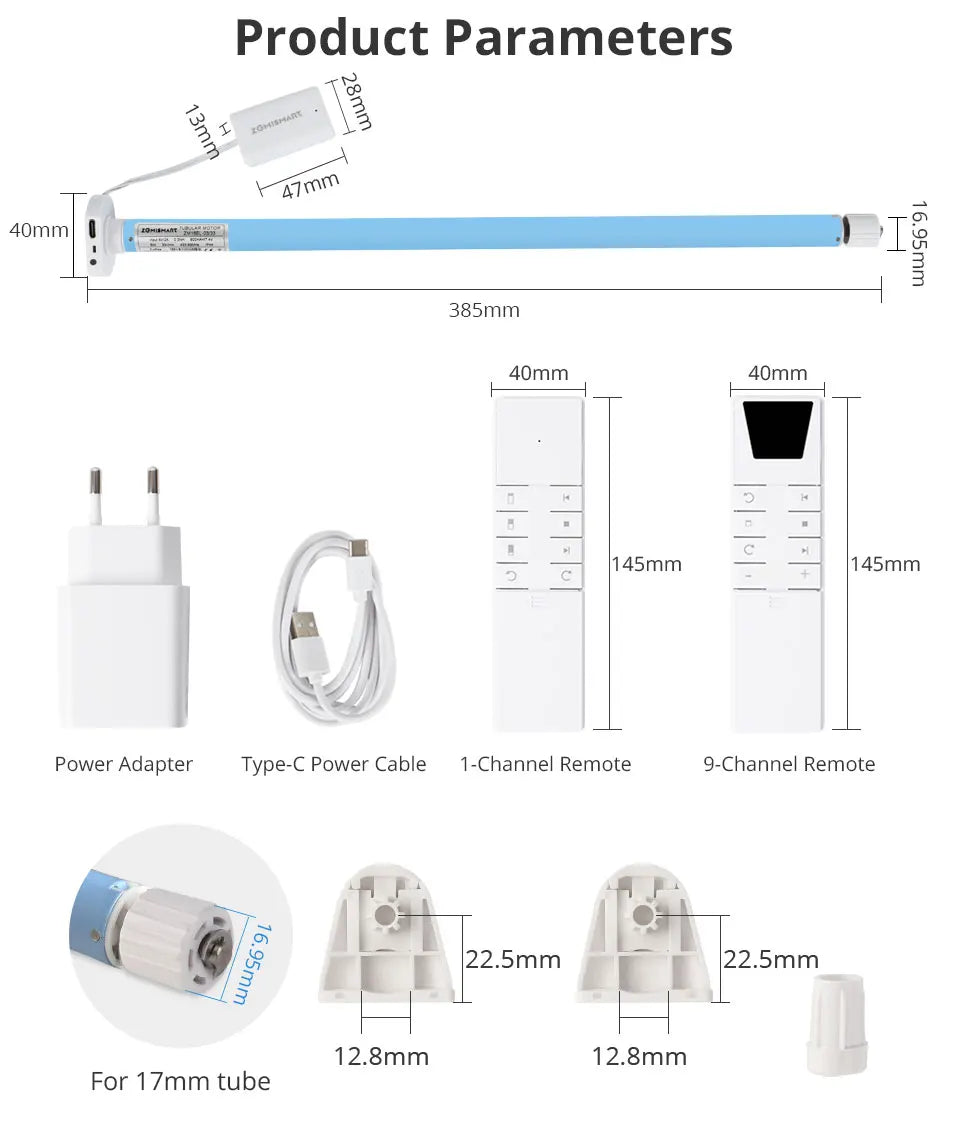 Zemismart Zigbee Roller Shade Blinds Motor for 17 25 28mm Tube Smart Electric Curtain Engine Works with Tuya Alexa Google Home