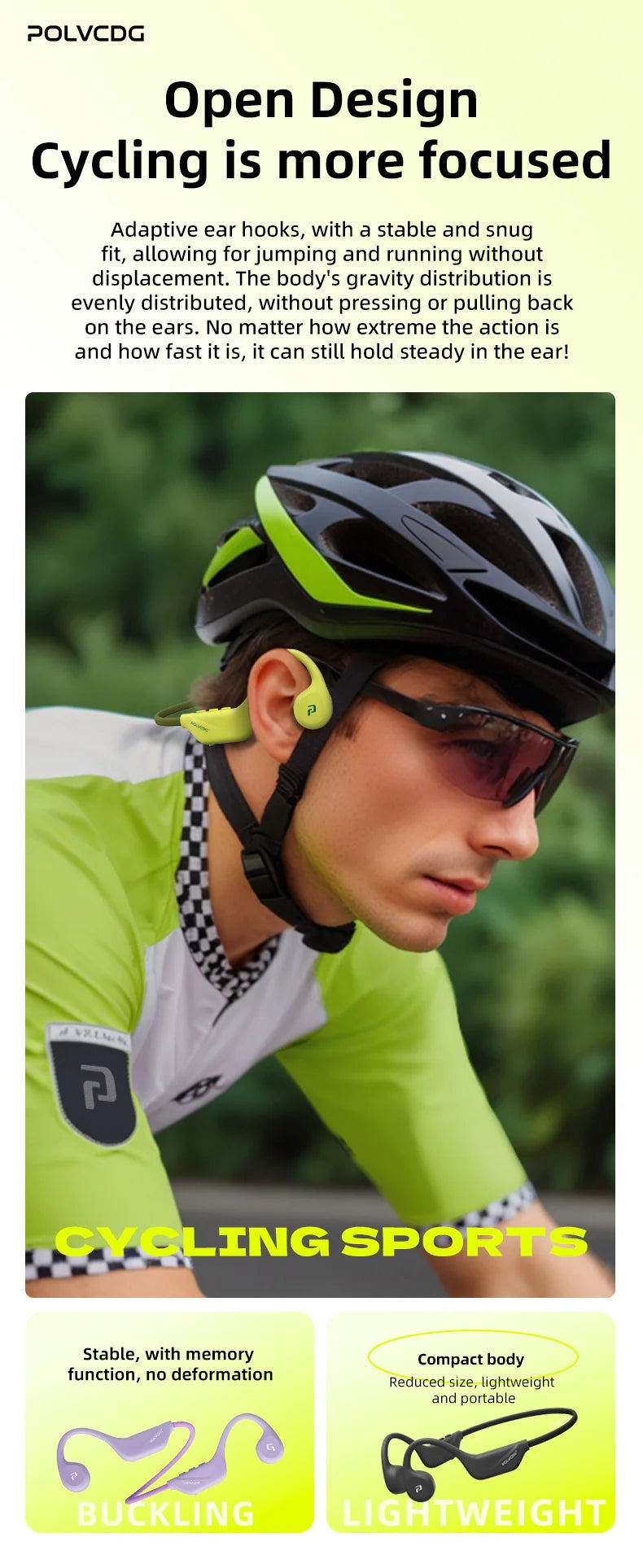 POLVCDG X1 Bone Conduction Cycling Earphones 32GB Memory Bluetooth 5.4 Open Running Headset Sports Technology 2025 Model
