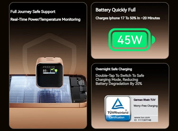 Anker Nano Smart 45W Type C Charger Fast Charging Compact and Foldable Plug USB C Charger Block for iphone 17 and more