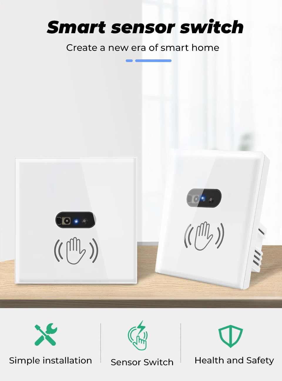 Wall Smart Light Switch Infrare IR Sensor No Need Touch EU Glass Screen Panel Electrical Power Auto On Off Lamp