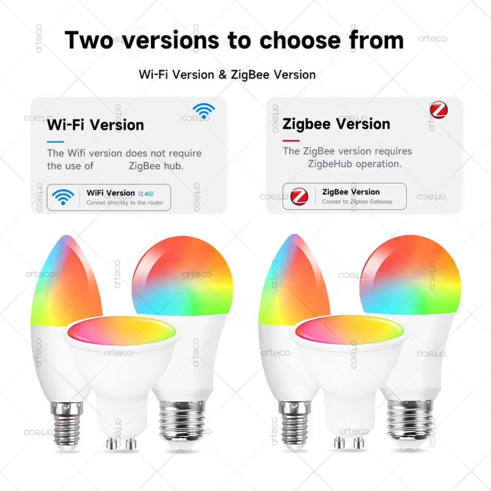 EWelink E27 E14 GU10 Smart Bulb WiFi Zigbee,Dimmable Led Light Bulb RGB CW Lamp Works With Alexa Amazon Google Home Yandex Alice