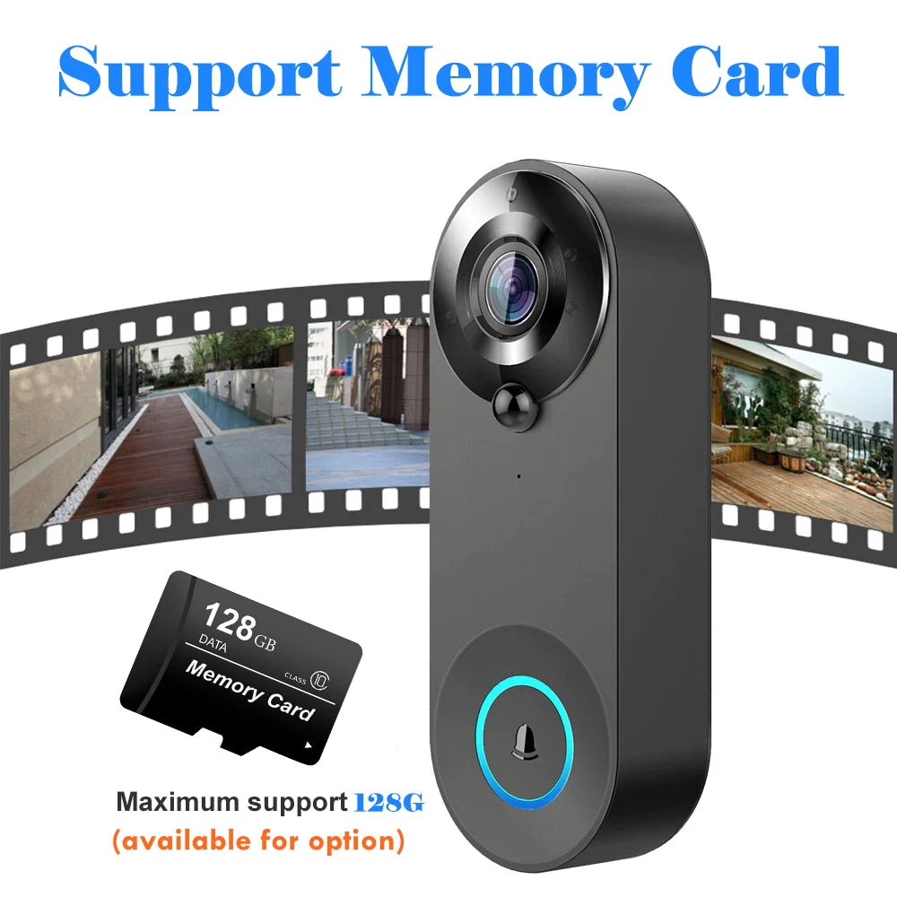 1080P Wireless Video Doorbell Camera WiFi Smart Door Bell Tuya Smart Home Security Motion Detect Night Vision Intercom Doorbell