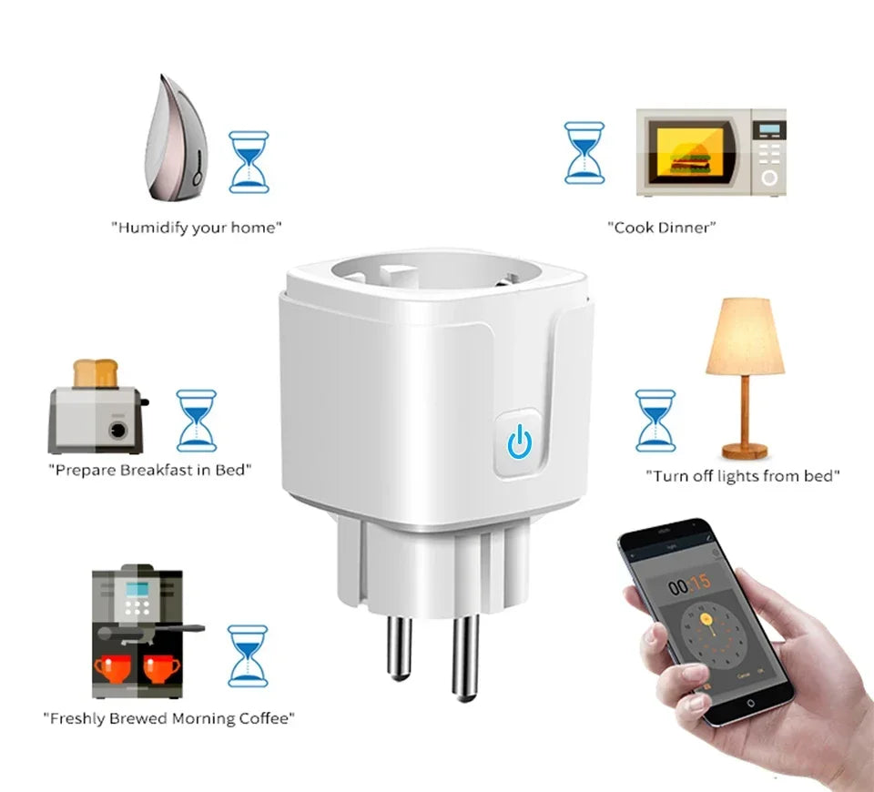 Tuya Smart Socket EU WiFi Smart Plug 16A AC100-240V with Power Monitoring Outlet Alexa Google Home Voice Control Smart Life APP