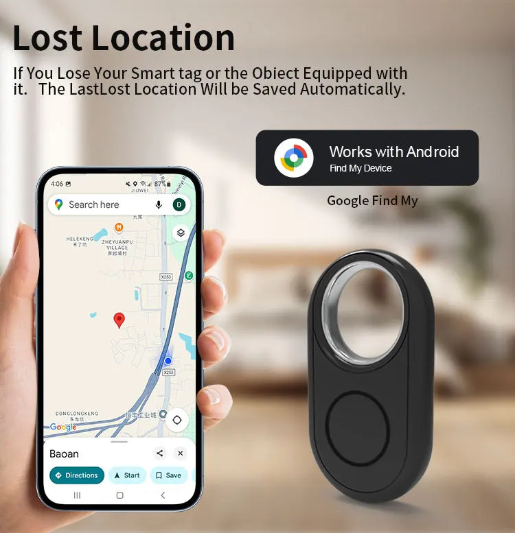 GPS Tracker for Samsung Xiaomi Android Work with Google Find Hub Bluetooth Locator Finder Global Positioning Anti-lost Smart Tag