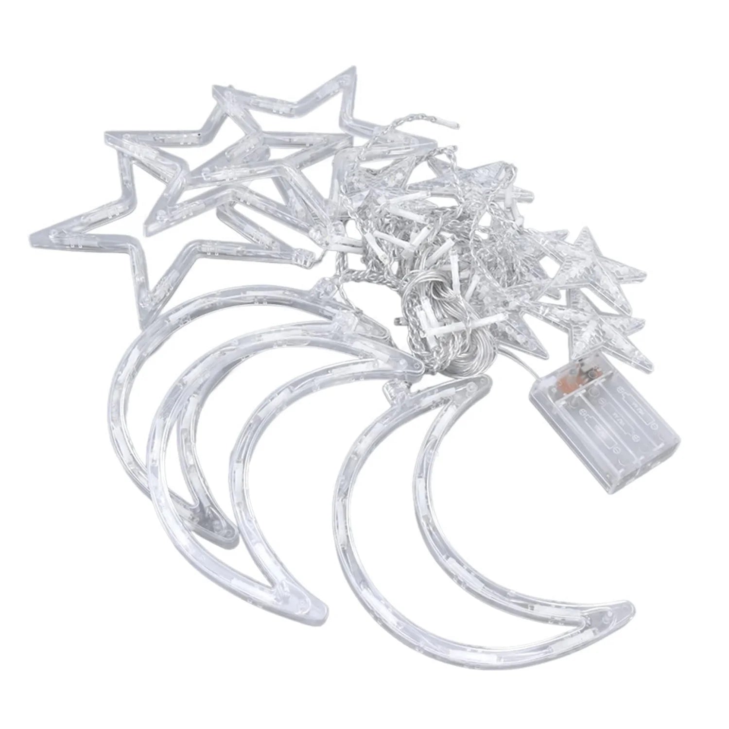 LED Star Moon Curtain String Light 3.5M Battery Powered Christmas Garland Decor Light Wedding Party Ramadan Decoration Supplies