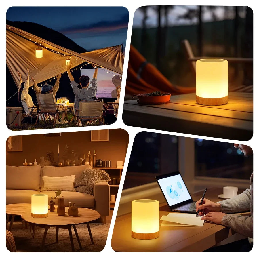 Touch Bedside Table Lamp RGB USB Rechargeable Night Light NightStand Desk Lamp Bedroom Decoration Kids Gift Dining Table Light