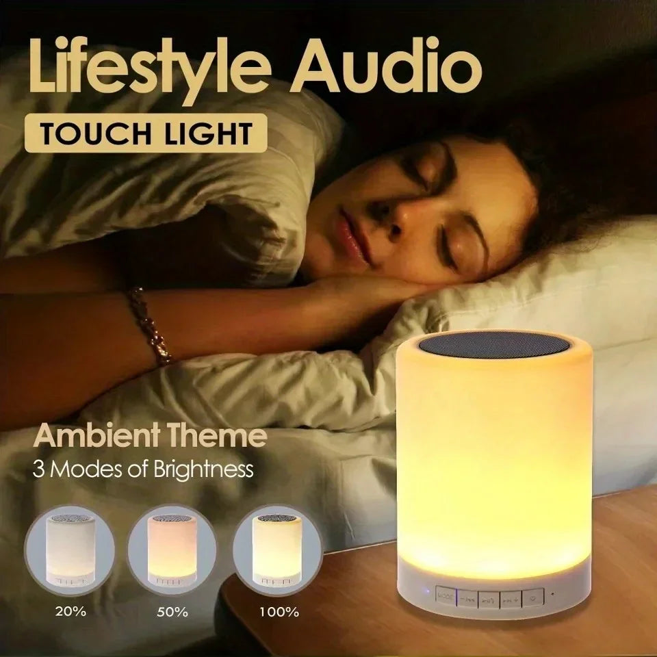 2026 Bedside Table Lamp Wireless Bluetooth with Speaker Touch Light Colorful LED Night Dimming Atmosphere Table Lamp for Kid Gift