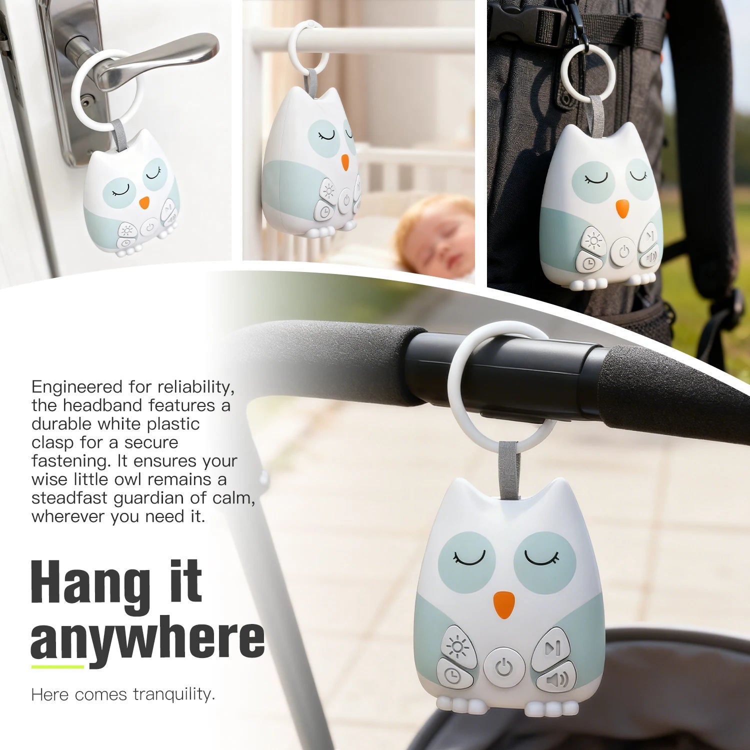 Portable White Noise Sound Machine for Baby 30 Soothing Sounds Crying Sensor for Infants with Night Light Timer Rechargeable